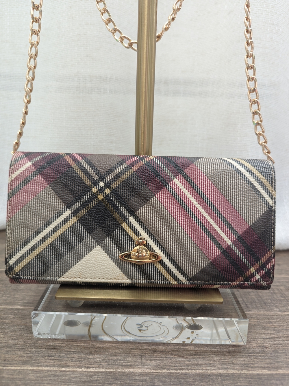 100% Authentic Vivienne Westwood Tartan Plaid Continental Long Wallet W/COA